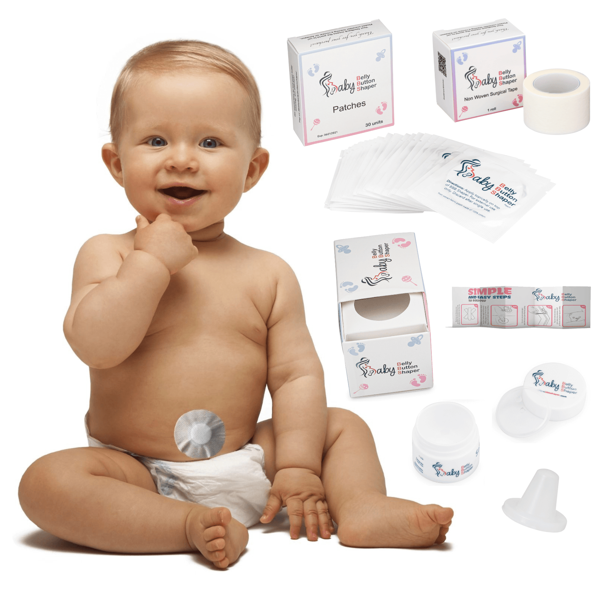 Baby Belly Button Shaper KIT (PLUG, PATCH BOX AND TAPE) - Baby Belly Button Shaper