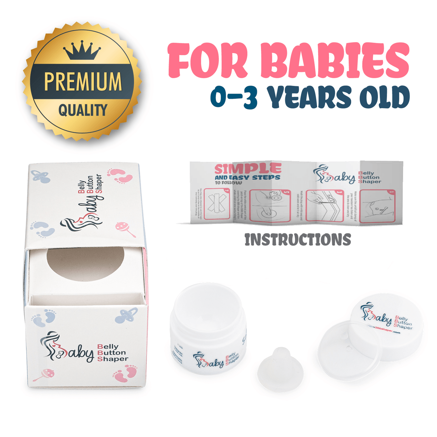 Baby Belly Button Shaper KIT (PLUG, PATCH BOX AND TAPE) - Baby Belly Button Shaper