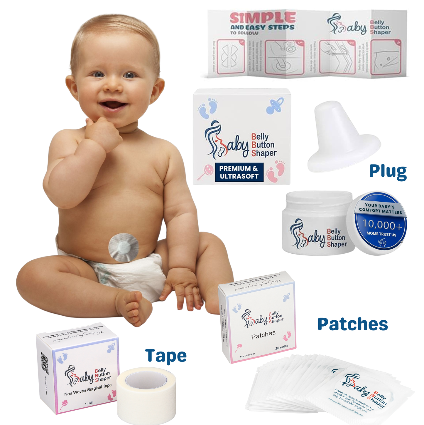 Baby Belly Button Shaper KIT (PLUG, PATCH BOX AND TAPE)